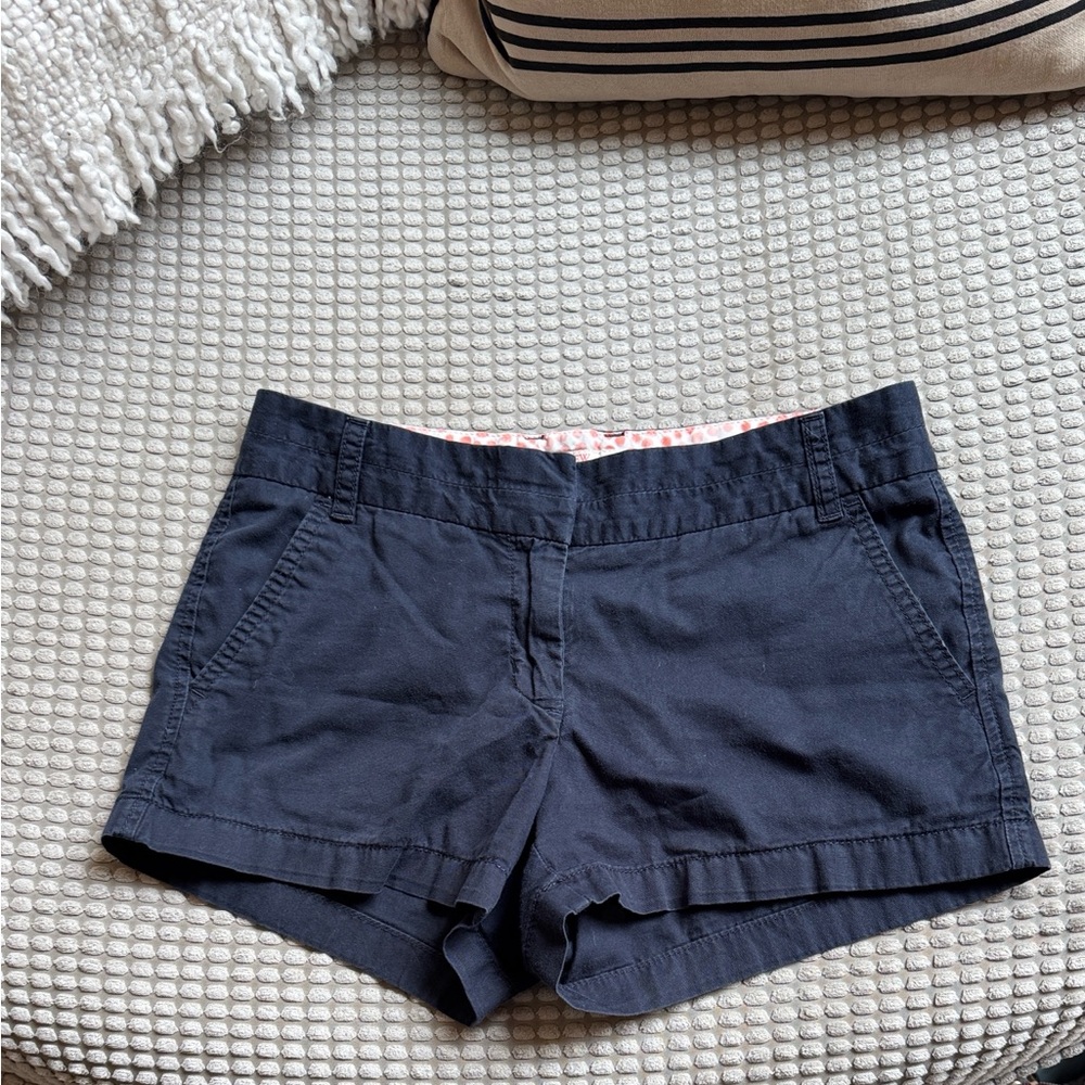 J. Crew navy blue 100% cotton Broken-In low-rise chino short shorts. Size 2.